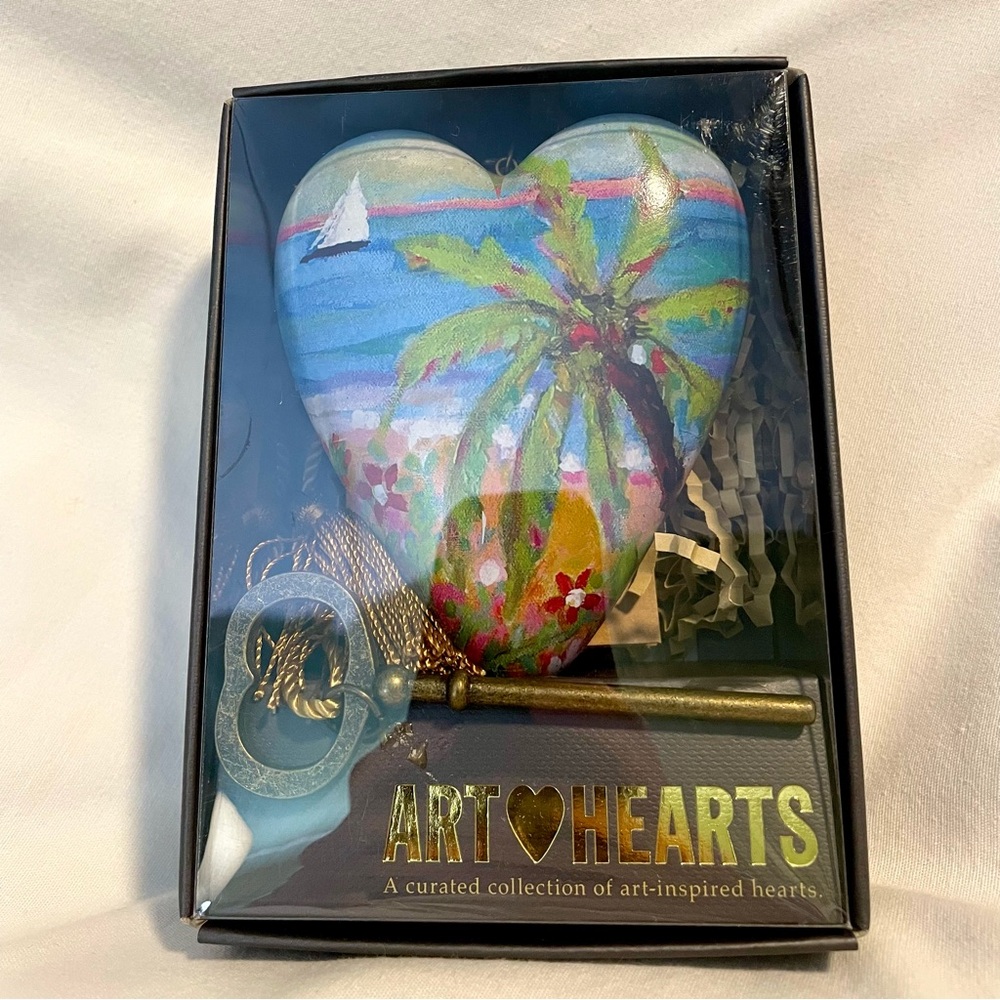 DEMDACO ART HEARTS Ornament with Brass Key - Tropical Vibes - by Karen Fields